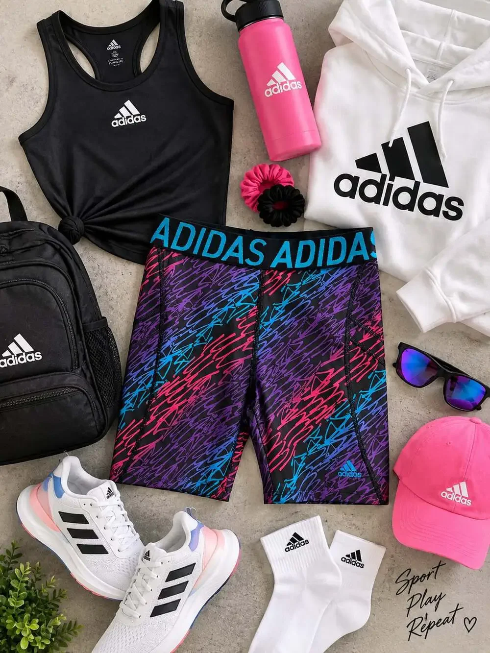 NWT Adidas Girls Destiny Printed Slider Size M Multi Graffiti Print Shorts $25